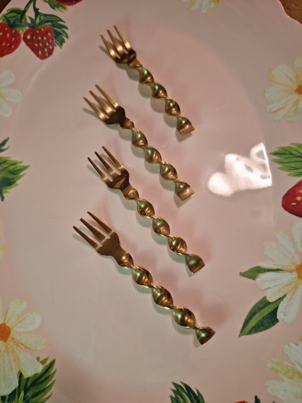 Set of 4 Gold Appetizer Forks
